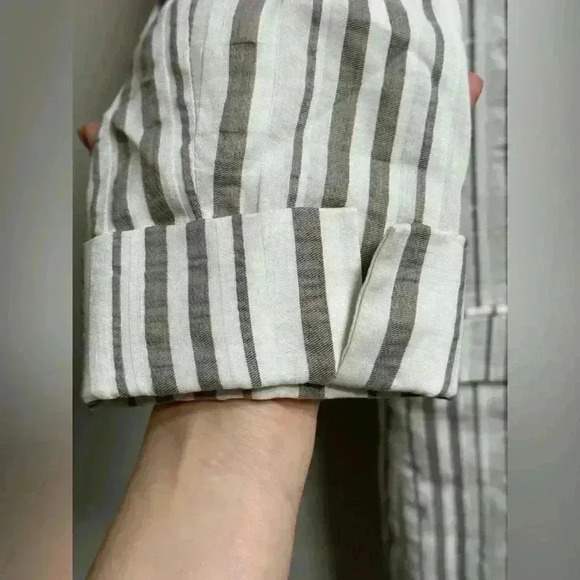 Lavender Brown White & Grey Striped Linen Lightweight Blazer Coastal Cozy - Picture 8 of 12